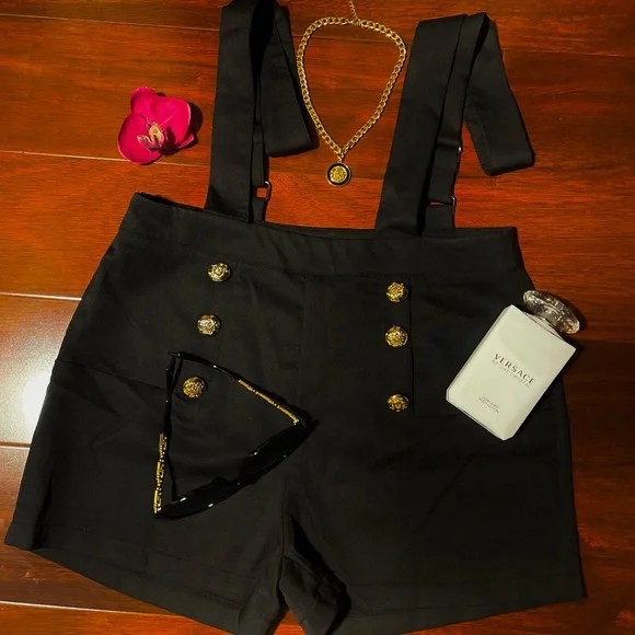 SHEIN Womens Overall Short with Buttons Black Size L - Picture 7 of 8